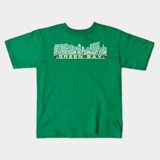 Green Bay Football Team All Time Legends, Green Bay Skyline Kids T-Shirt